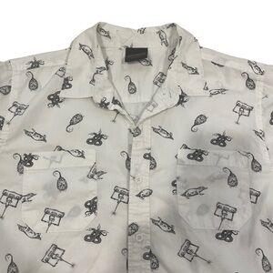 Fantastic Beasts Harry Potter All Over White Long Sleeve Button Down Shirt Sz S